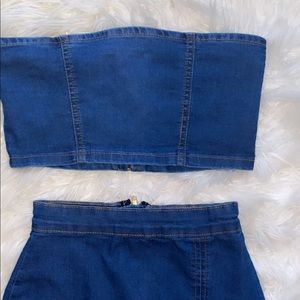 2 Piece Denim Skirt Set